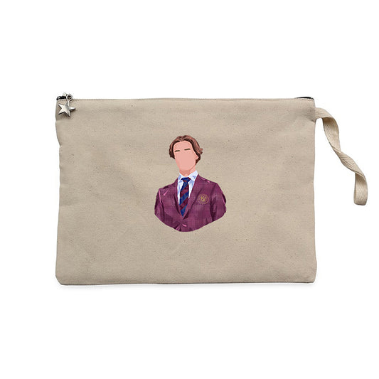 Young Royals College Student Wilhelm Krem Clutch Astarlı Cüzdan / El Çantası