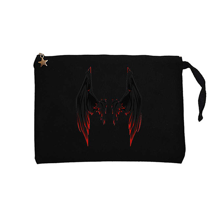 Lucifer Black Wing Siyah Clutch Astarlı Cüzdan / El Çantası