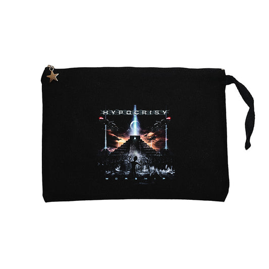 Hypocrisy Worship Siyah Clutch Astarlı Cüzdan / El Çantası