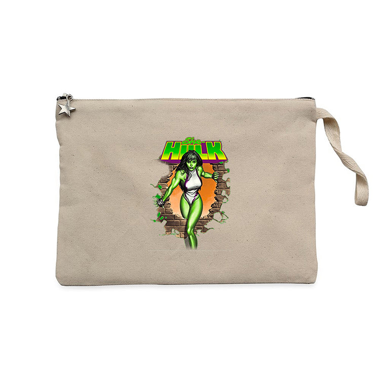 She Hulk Duvar Krem Clutch Astarlı Cüzdan / El Çantası