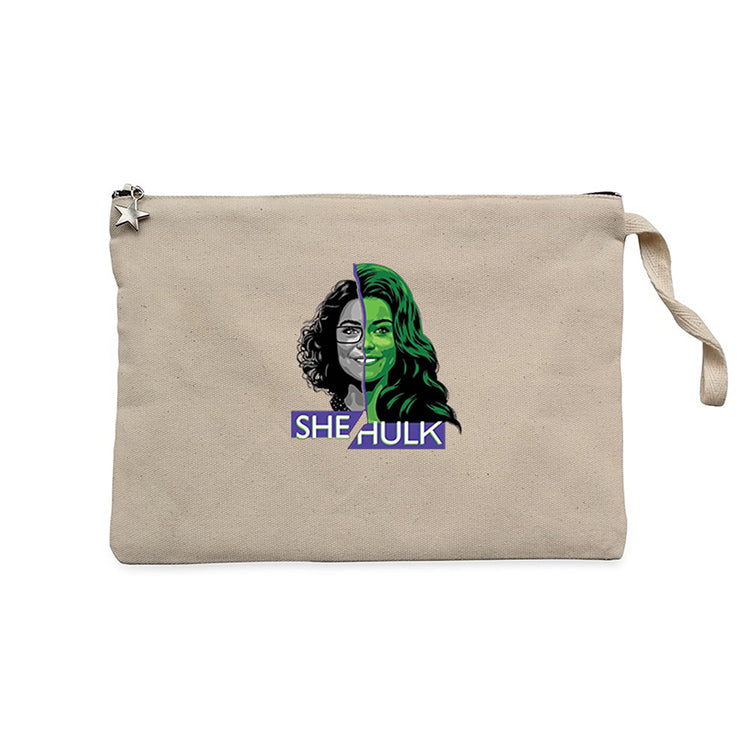 She Hulk Face Krem Clutch Astarlı Cüzdan / El Çantası