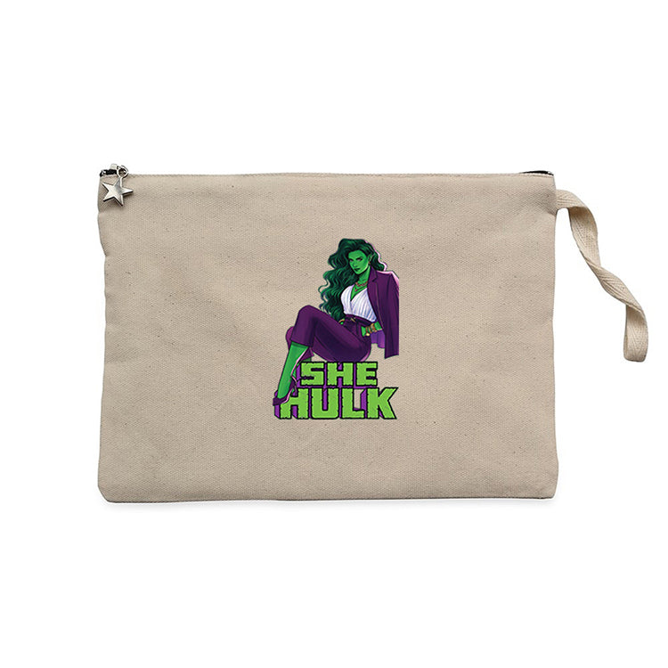 She Hulk Digital Krem Clutch Astarlı Cüzdan / El Çantası