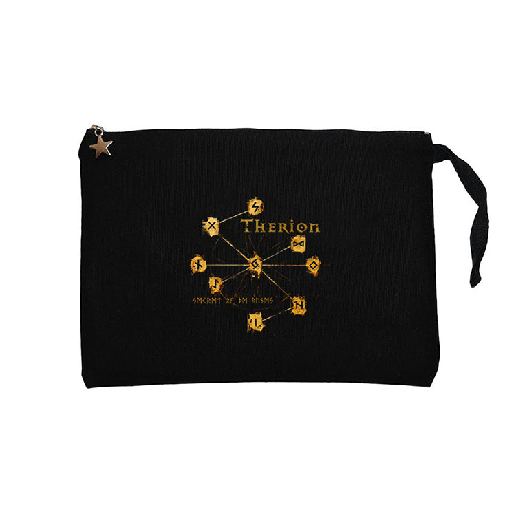 Therion Secret of the Runes Siyah Clutch Astarlı Cüzdan / El Çantası