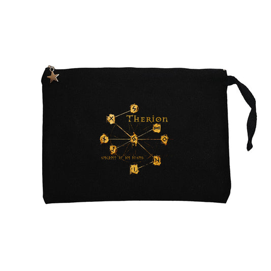 Therion Secret of the Runes Siyah Clutch Astarlı Cüzdan / El Çantası