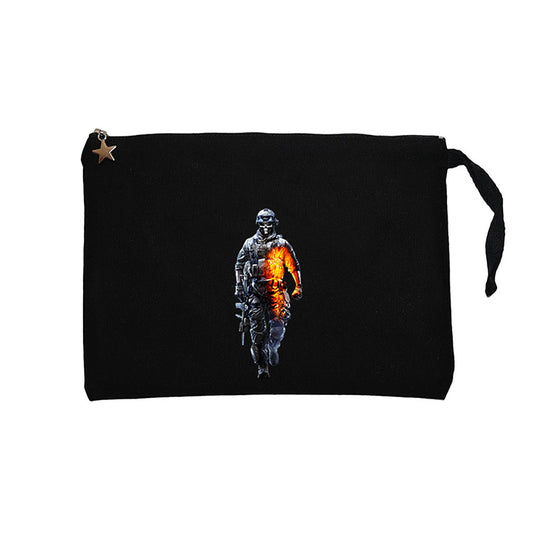 Call Of Duty Skull Warrior Siyah Clutch Astarlı Cüzdan / El Çantası