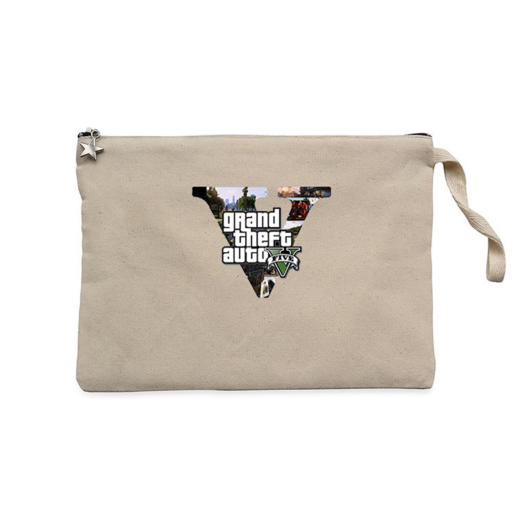 Grand Theft Auto Five  Krem Clutch Astarlı Cüzdan / El Çantası