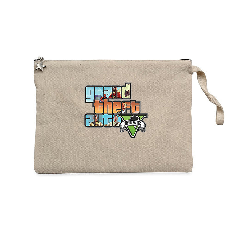 Grand Theft Auto Five Mans Krem Clutch Astarlı Cüzdan / El Çantası