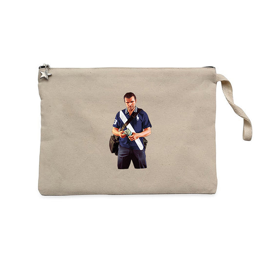 GTA Blue Thief Man Krem Clutch Astarlı Cüzdan / El Çantası