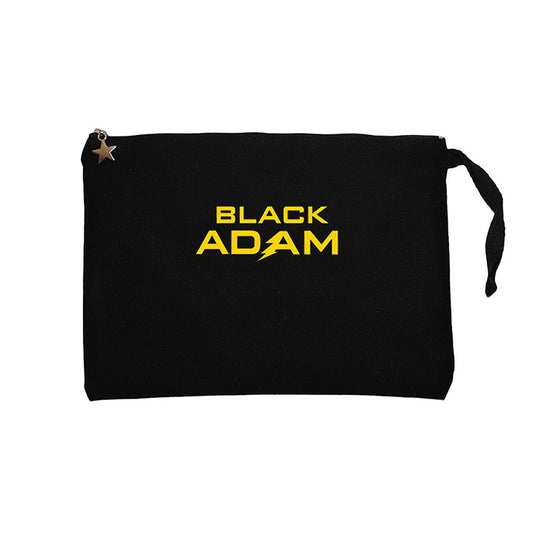 Black Adam Yellow Text Siyah Clutch Astarlı Cüzdan / El Çantası