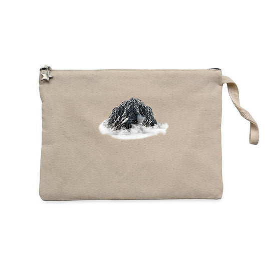 Snow Mountain Landscape Krem Clutch Astarlı Cüzdan / El Çantası