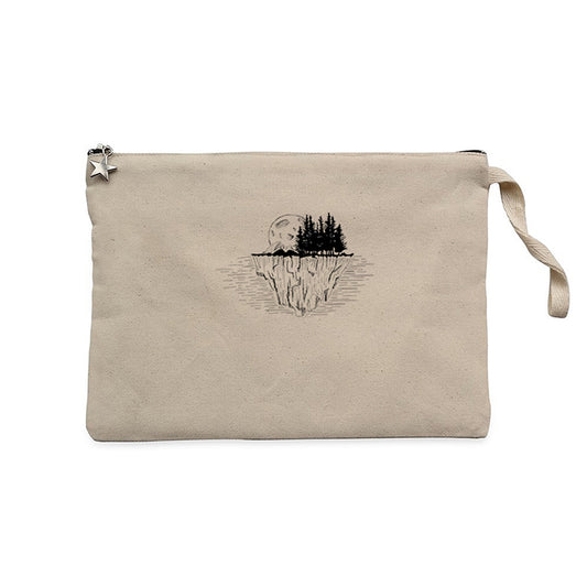 Moon Mountain Landscape Krem Clutch Astarlı Cüzdan / El Çantası