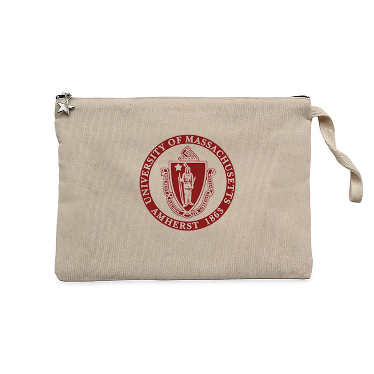 Massachusetts University logo Krem Clutch Astarlı Cüzdan / El Çantası