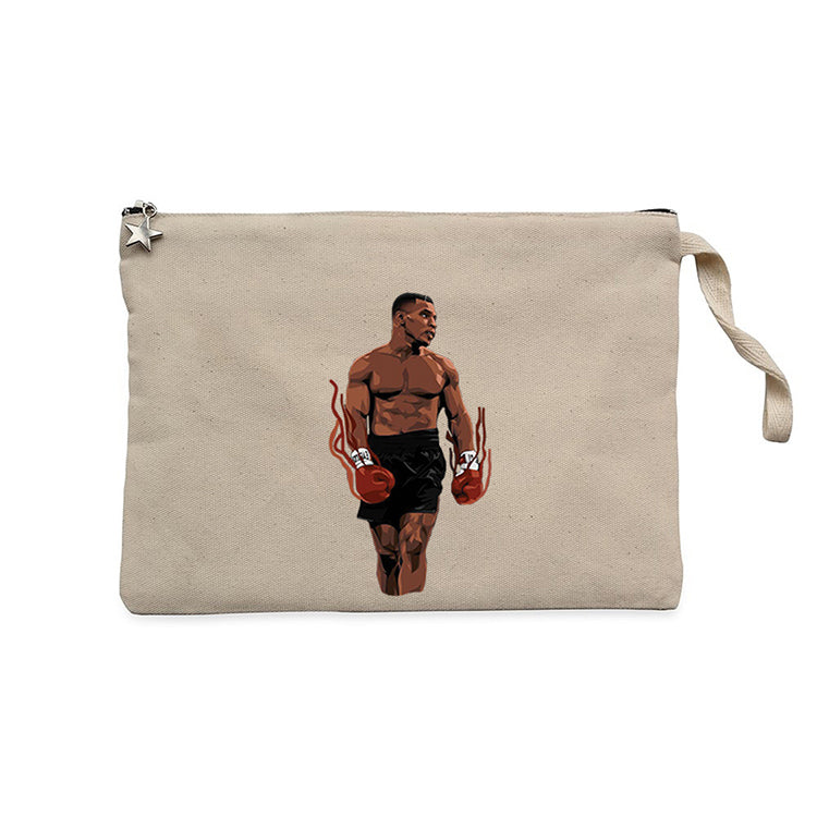 Mike Tyson Fire Boxing Gloves Krem Clutch Astarlı Cüzdan / El Çantası
