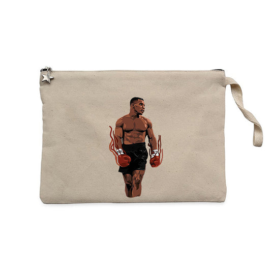 Mike Tyson Fire Boxing Gloves Krem Clutch Astarlı Cüzdan / El Çantası
