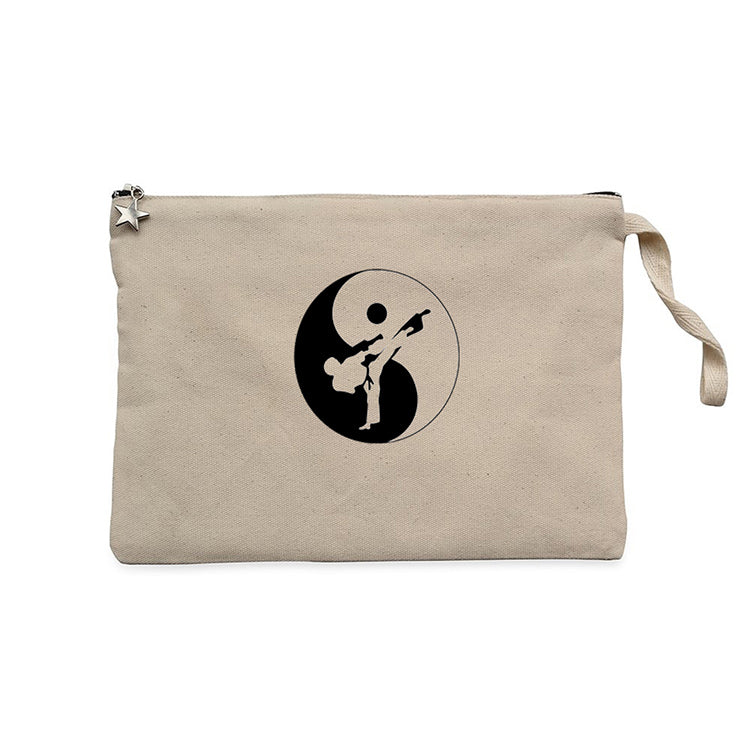Karate Symmetry Martial Arts Krem Clutch Astarlı Cüzdan / El Çantası