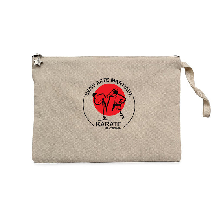 Karete Shotokan Red Circle Krem Clutch Astarlı Cüzdan / El Çantası