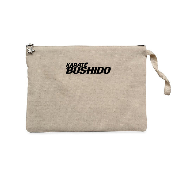 Karete Bushido Text Krem Clutch Astarlı Cüzdan / El Çantası