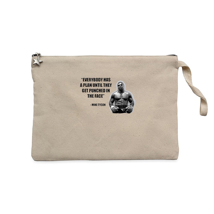 Mike Tyson Fighter Quote Krem Clutch Astarlı Cüzdan / El Çantası