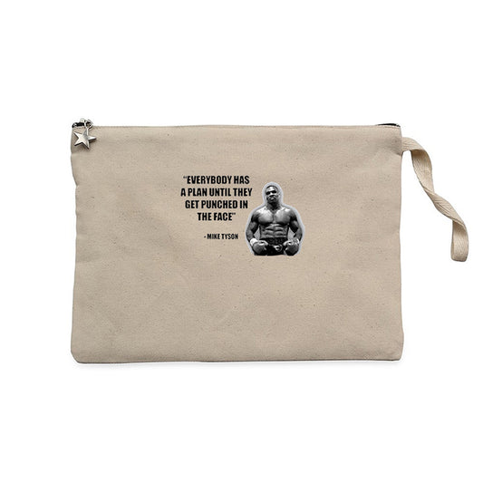 Mike Tyson Fighter Quote Krem Clutch Astarlı Cüzdan / El Çantası
