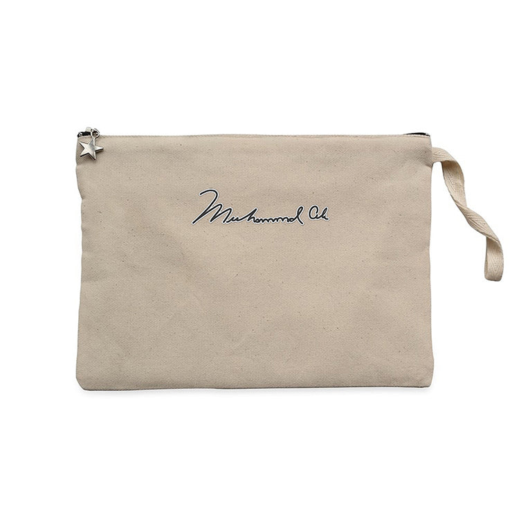 Muhammed Ali White Text Krem Clutch Astarlı Cüzdan / El Çantası