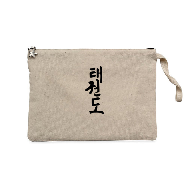 Black Kanji Text  Krem Clutch Astarlı Cüzdan / El Çantası