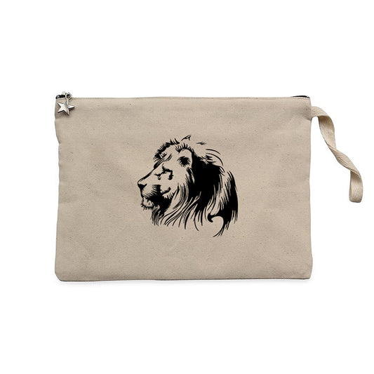 Black Lion Silhouette Krem Clutch Astarlı Cüzdan / El Çantası