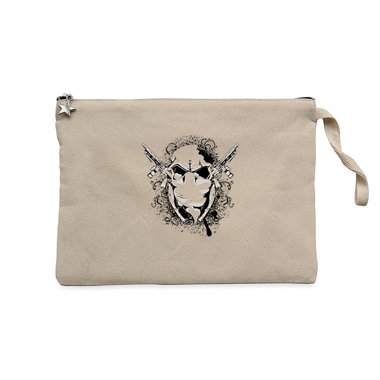 Armed Skeleton Gangsta Krem Clutch Astarlı Cüzdan / El Çantası