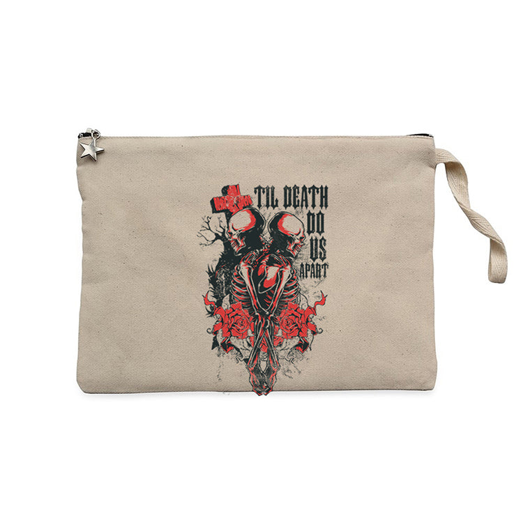 Red Death Skull Krem Clutch Astarlı Cüzdan / El Çantası