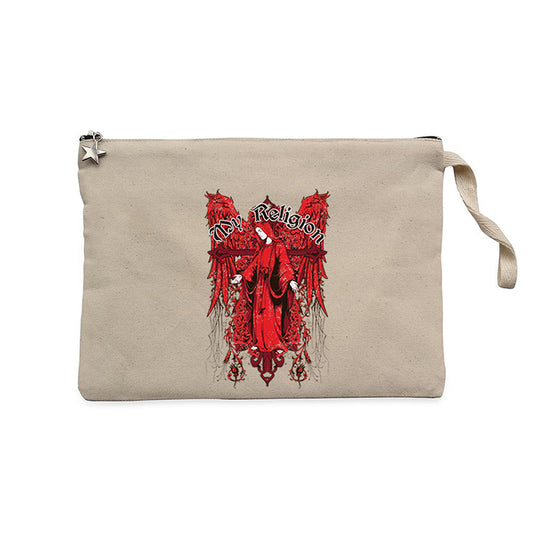 Red Wings My Religion Text Krem Clutch Astarlı Cüzdan / El Çantası