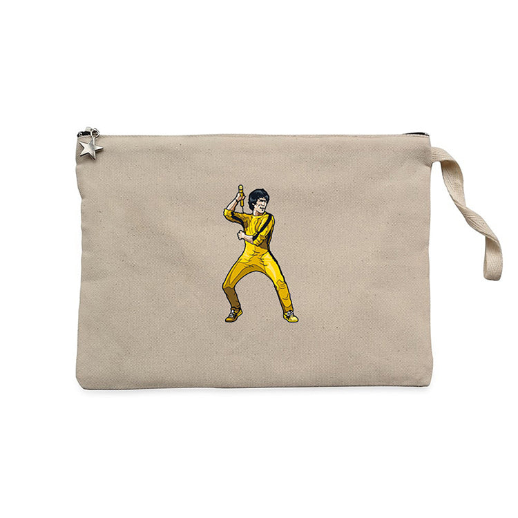 Bruce Lee Face for fight Krem Clutch Astarlı Cüzdan / El Çantası