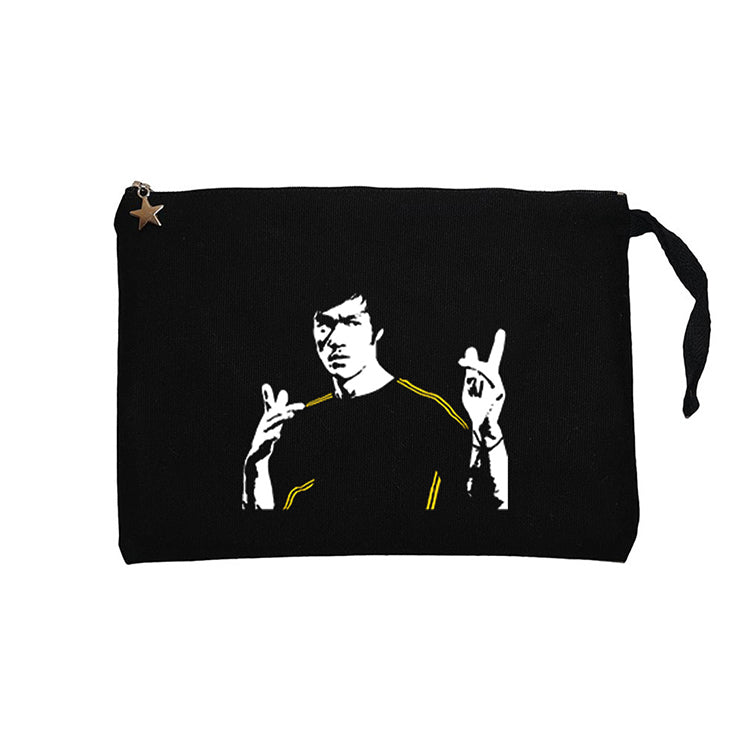 Bruce Lee Figure Siyah Clutch Astarlı Cüzdan / El Çantası