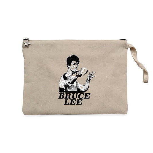 Bruce Lee Portre Krem Clutch Astarlı Cüzdan / El Çantası