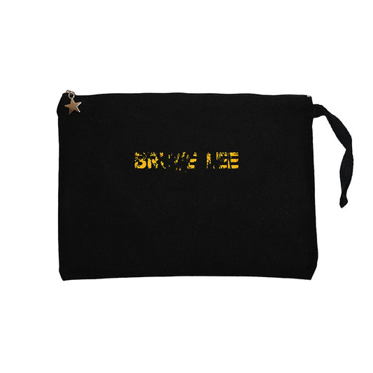 Bruce Lee Text Siyah Clutch Astarlı Cüzdan / El Çantası