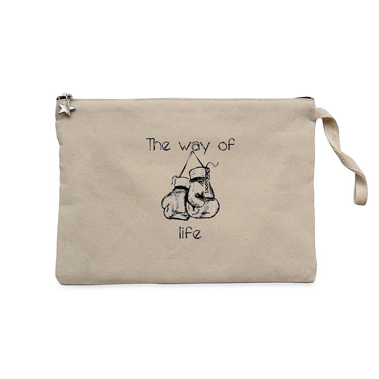 Boxing The Way of Life Krem Clutch Astarlı Cüzdan / El Çantası