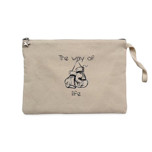Boxing The Way of Life Krem Clutch Astarlı Cüzdan / El Çantası