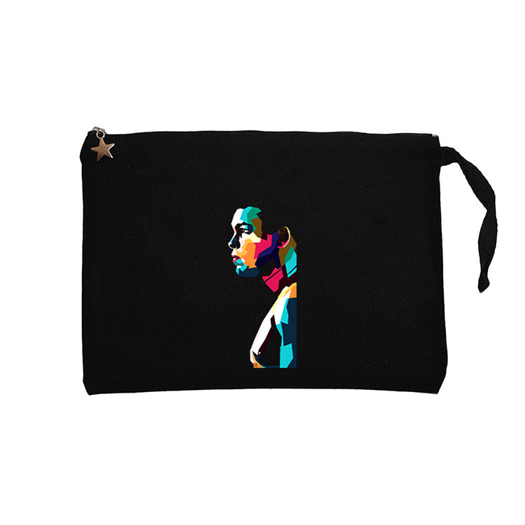Muhammad Ali Portre Siyah Clutch Astarlı Cüzdan / El Çantası