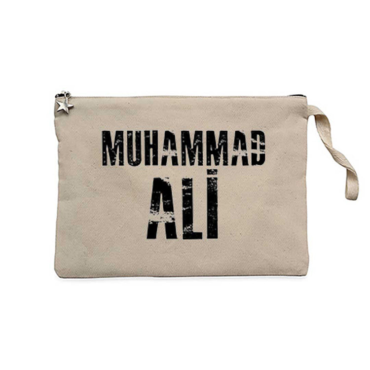 Muhammad Ali Black Text Krem Clutch Astarlı Cüzdan / El Çantası