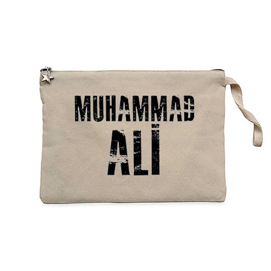 Muhammad Ali Black Text Krem Clutch Astarlı Cüzdan / El Çantası