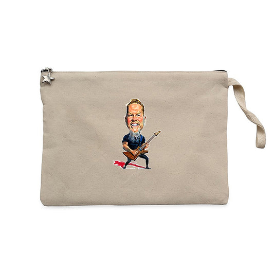 Metallica James Hetfield Cartoon Krem Clutch Astarlı Cüzdan / El Çantası