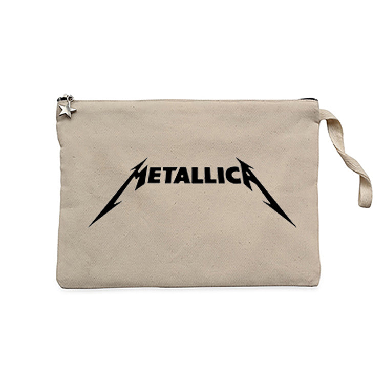 Metallica Classic Logo Krem Clutch Astarlı Cüzdan / El Çantası