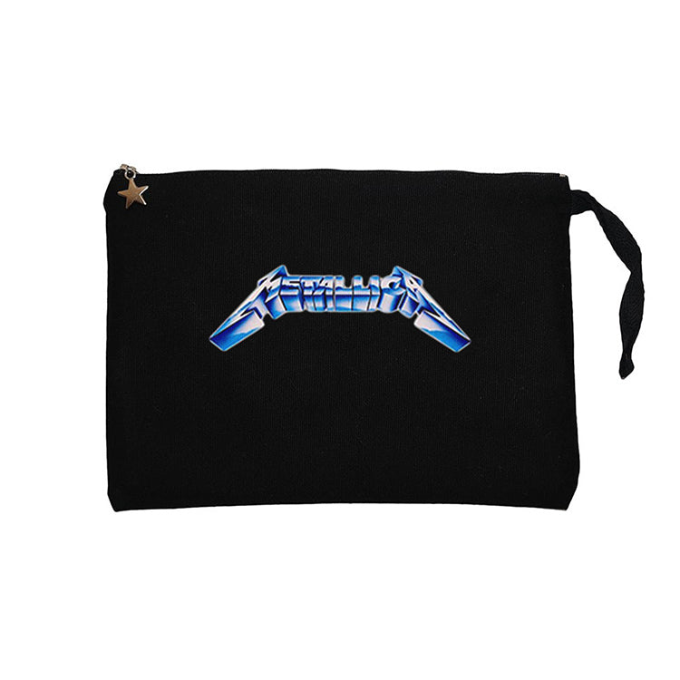 Metallica Logo Blue Siyah Clutch Astarlı Cüzdan / El Çantası