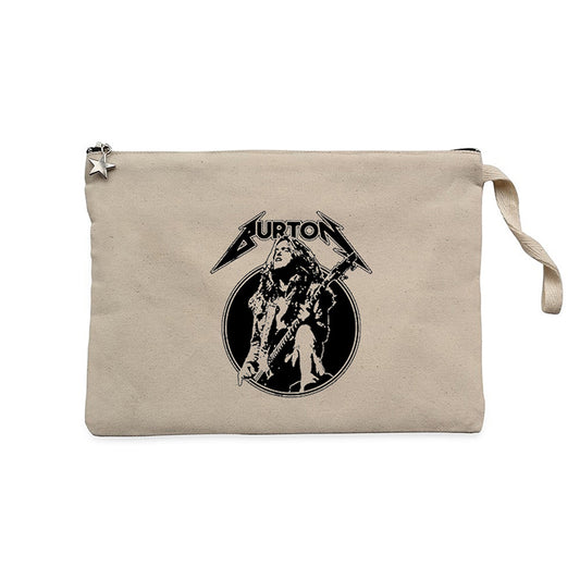 Metallica Cliff Burton Guitar Krem Clutch Astarlı Cüzdan / El Çantası