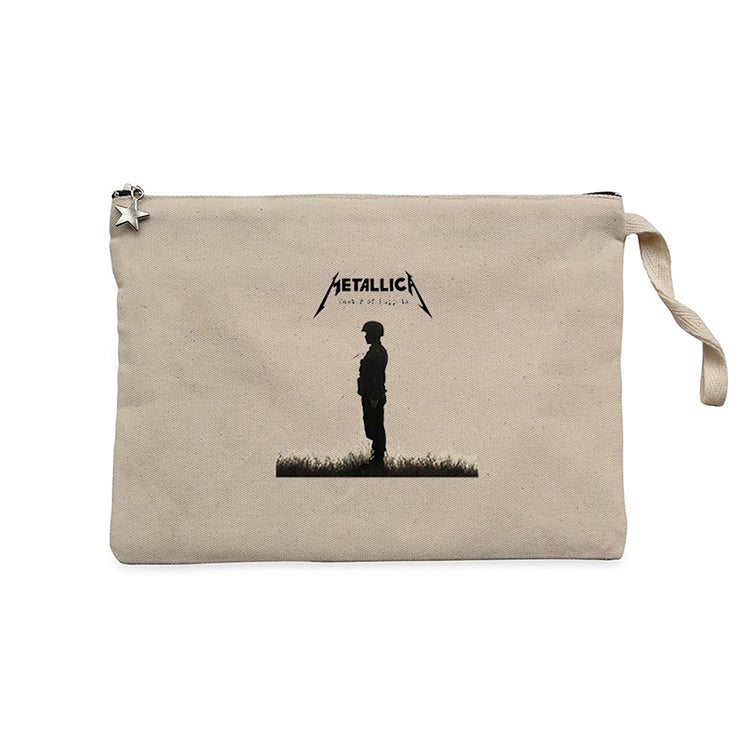 Metallica Master Of Puppets Metal Soldier  Krem Clutch Astarlı Cüzdan / El Çantası