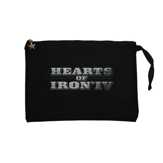 Hearts of Iron IV Silver Logo Siyah Clutch Astarlı Cüzdan / El Çantası