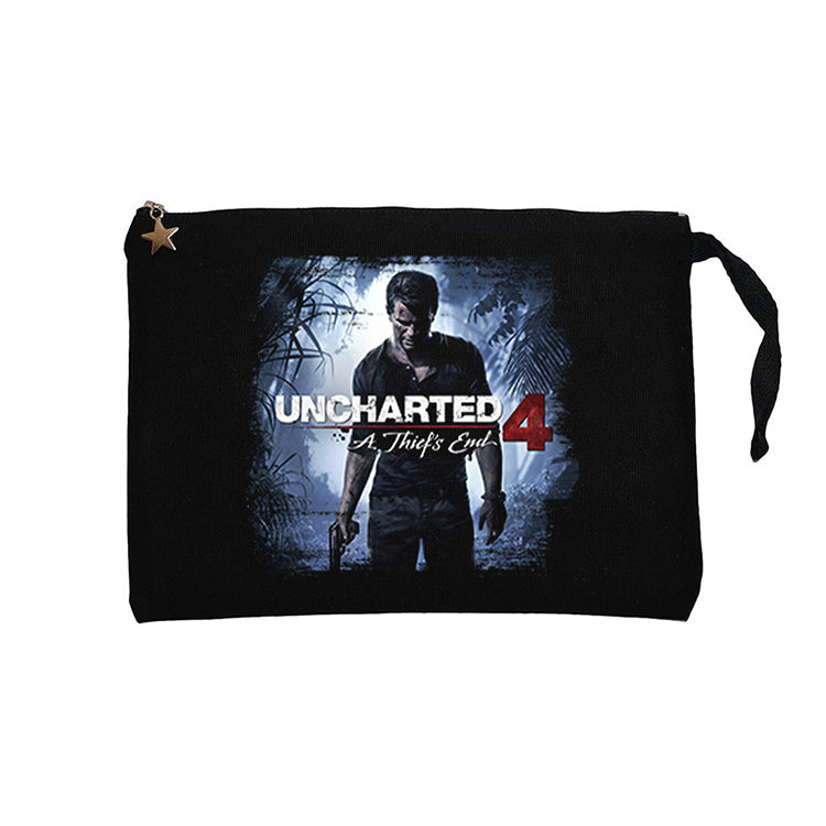 Uncharted 4 Nathan Drake Poster Siyah Clutch Astarlı Cüzdan / El Çantası