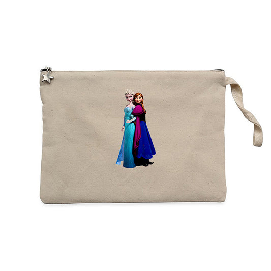 Karlar Ülkesi Elsa ve Anna Krem Clutch Astarlı Cüzdan / El Çantası