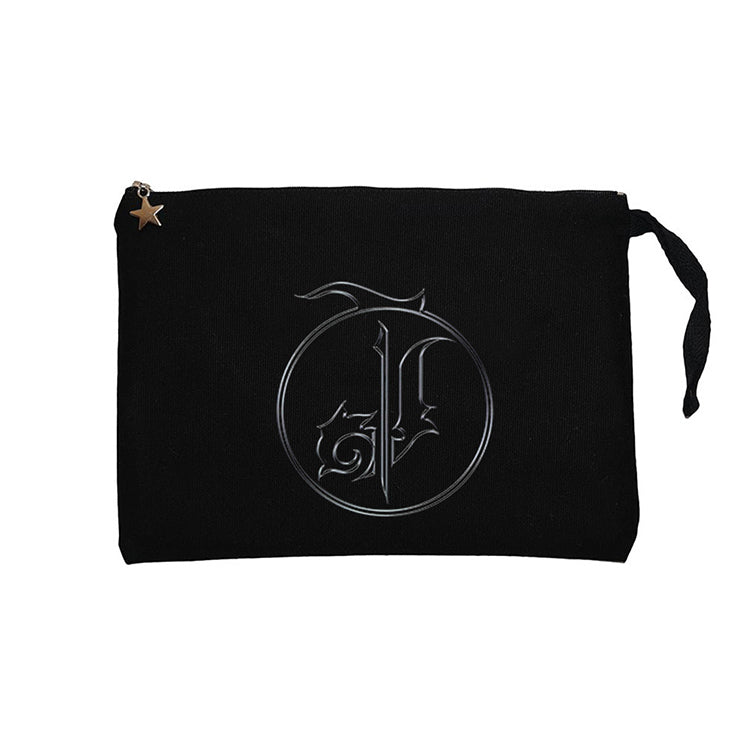 Pentagram Bir Logo Siyah Clutch Astarlı Cüzdan / El Çantası