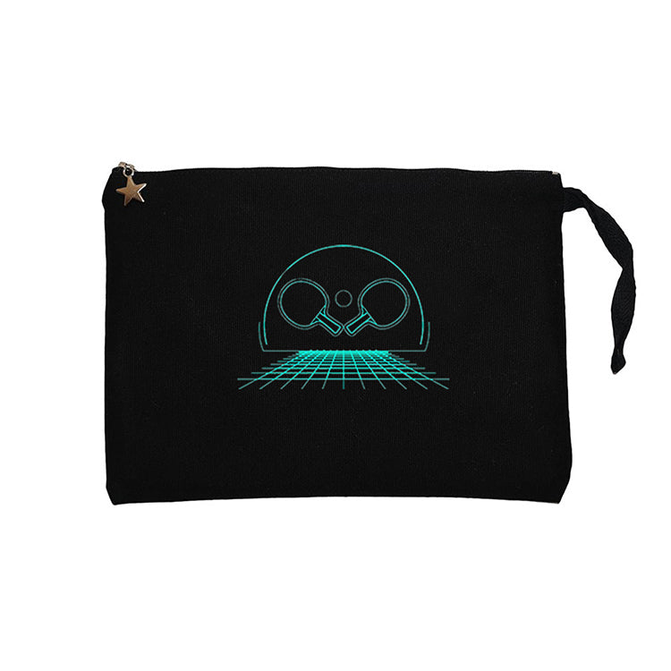 Ping Pong Cool Retro Siyah Clutch Astarlı Cüzdan / El Çantası