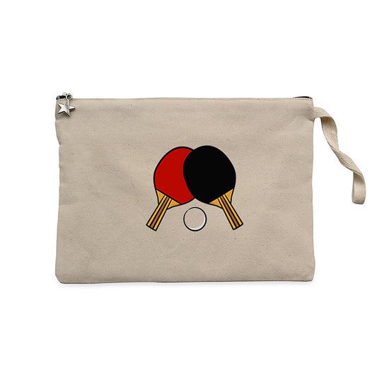 Ping Pong Rackets Colored Krem Clutch Astarlı Cüzdan / El Çantası