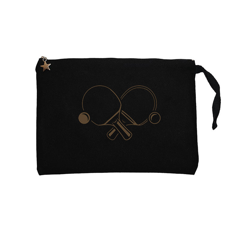Ping Pong Rackets Soft Siyah Clutch Astarlı Cüzdan / El Çantası